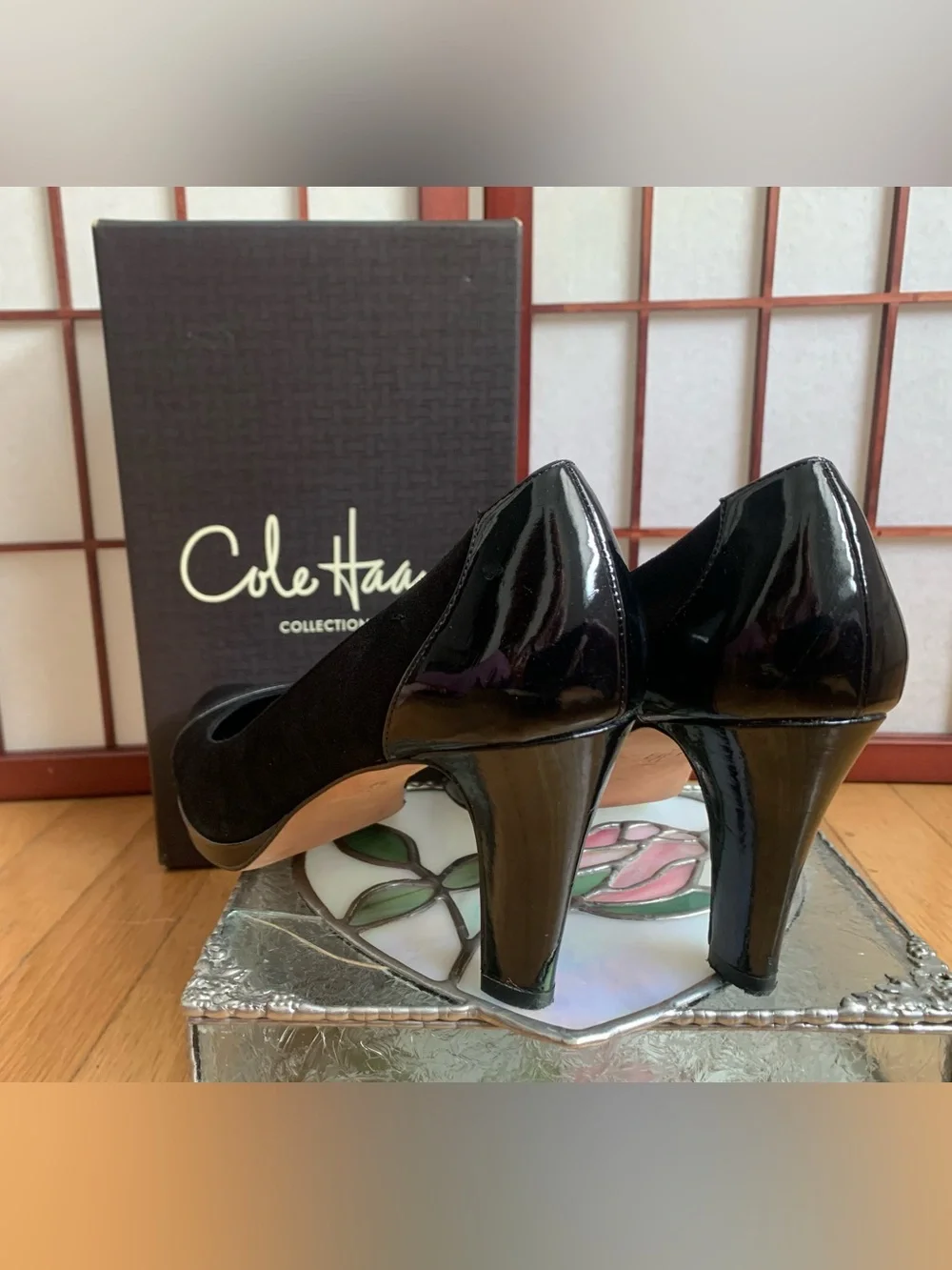EUC COLE HAAN CARMA OT AIR BLACK LEATHER/SUEDE SPECTATOR PUMPS IN SIZE 8B